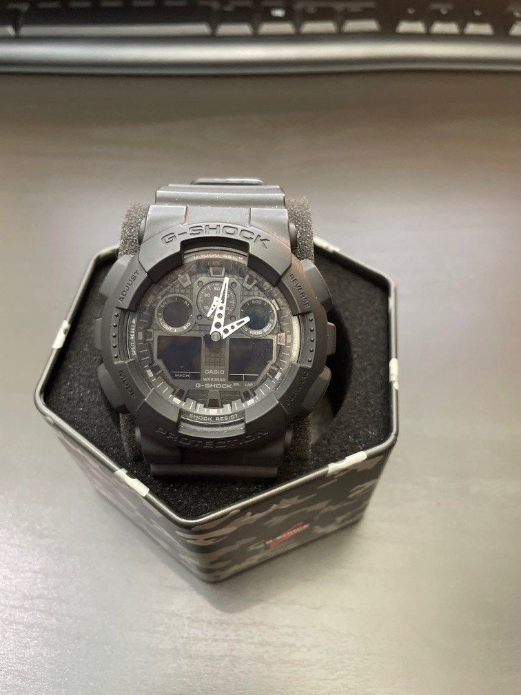 G Shock black and blue camo 5081 GA 100