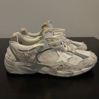 GOLDEN GOOSE White & Silver Dad-Star Sneakers