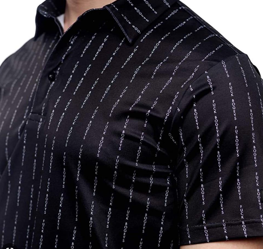 Golf Gods F*ck Bogeys Pin Stripe Golf Polo Shirt, Men's Fashion, Tops