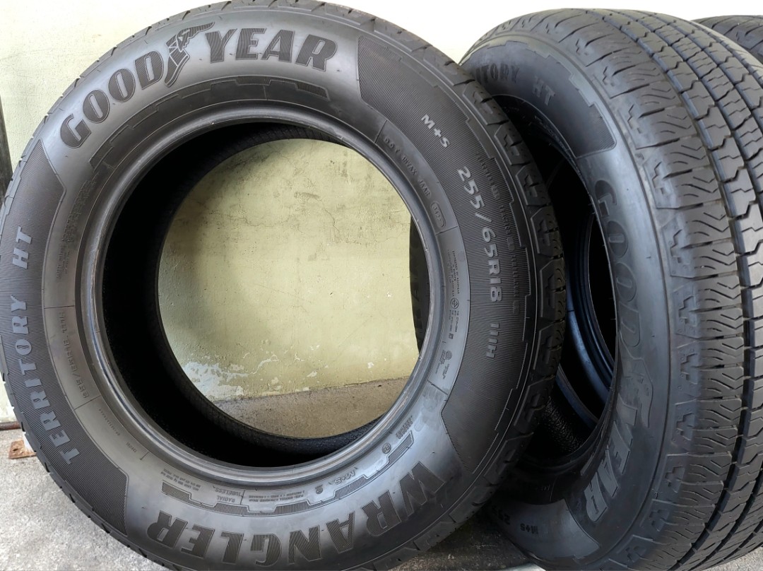 Goodyear Wrangler SUV Tires 255 65 18 Almost new 300kms used 99% thick for  montero navara fortuner mux dmax bigger than 265/60/18, Car Parts &  Accessories, Mags and Tires on Carousell