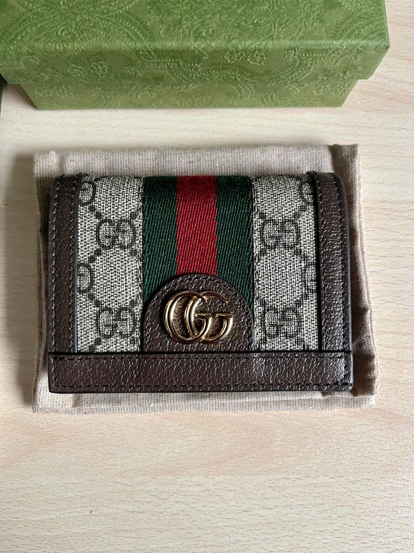 GUCCI GG SUPREME OPHIDIA ID HOLDER OVAL ENAMEL DETAILED WITH METAL DOUBLE G