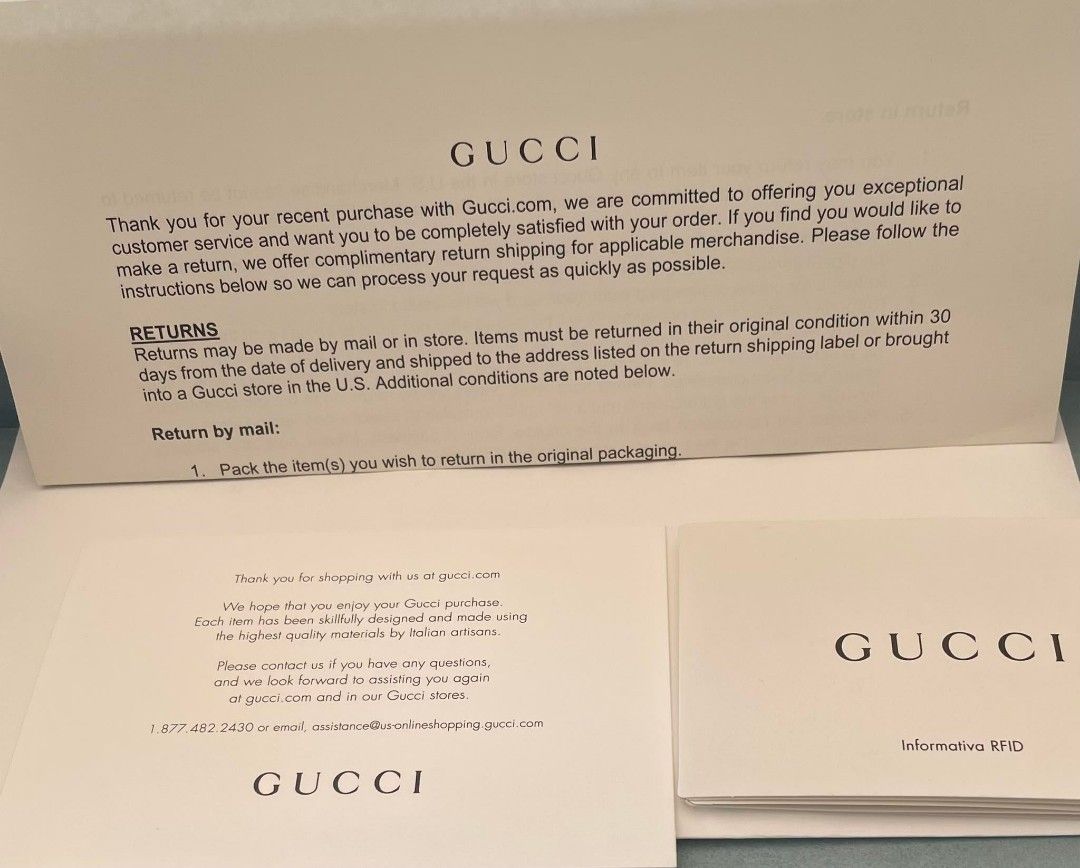 Return gucci item clearance