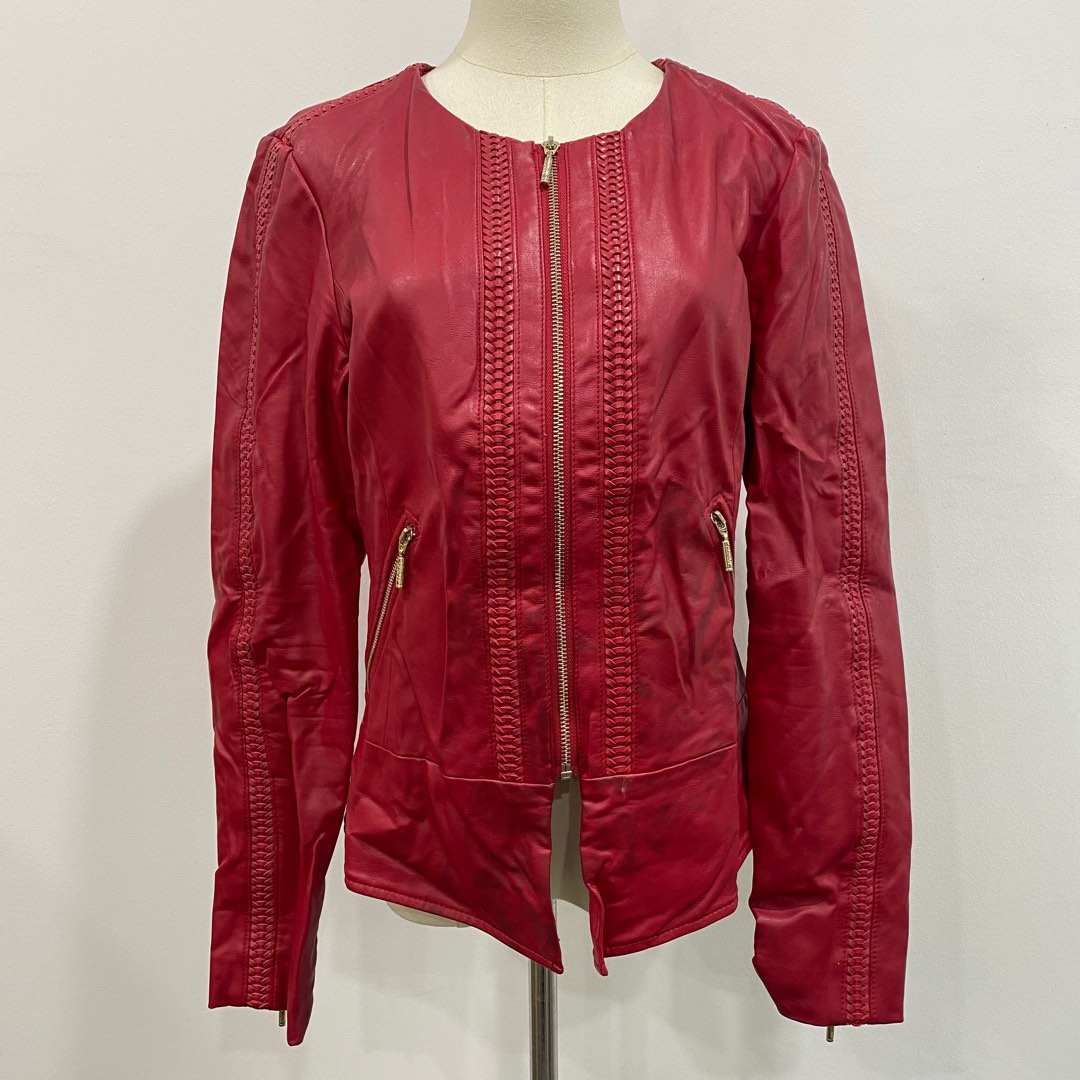 GUESS RED FAUX LEATHER JACKET 227022321 Women s Fashion Coats