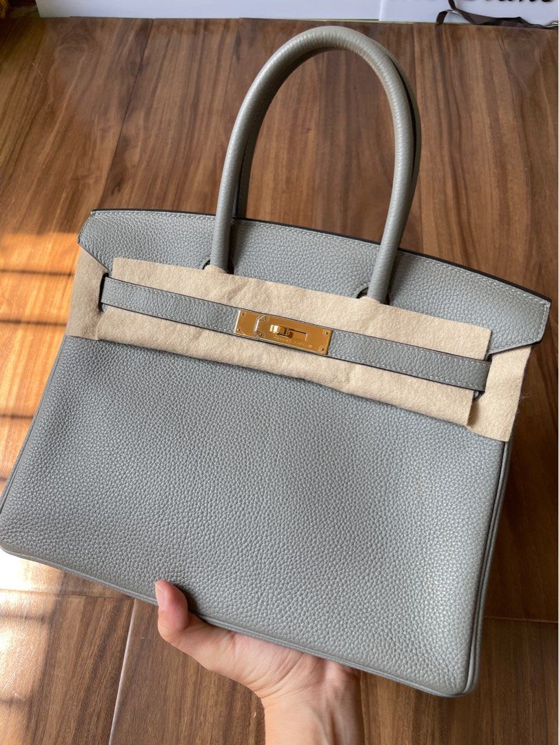 Hermes Birkin 25 Togo 4Z Gris Mouette GHW stamp X