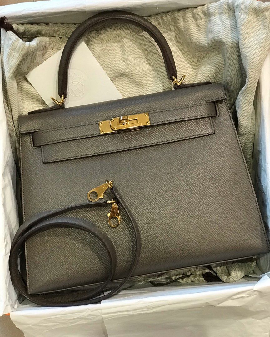 Hermes Kelly Etoupe 28cm GHW, Luxury, Bags & Wallets on Carousell