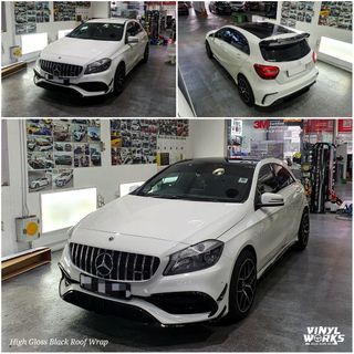 High Gloss Black Vinyl Sticker Roof Wrap Mercedes