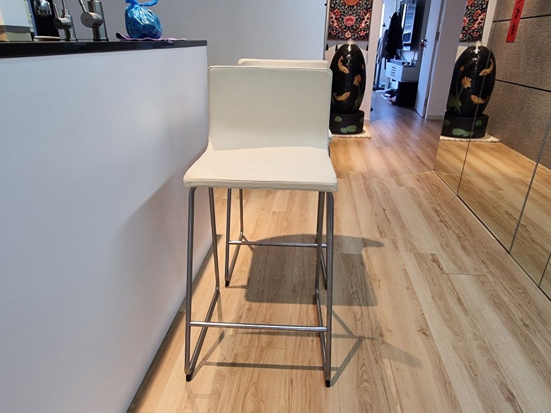 IKEA Bernhard Bar Stool in Leather, Furniture & Home Living, Furniture