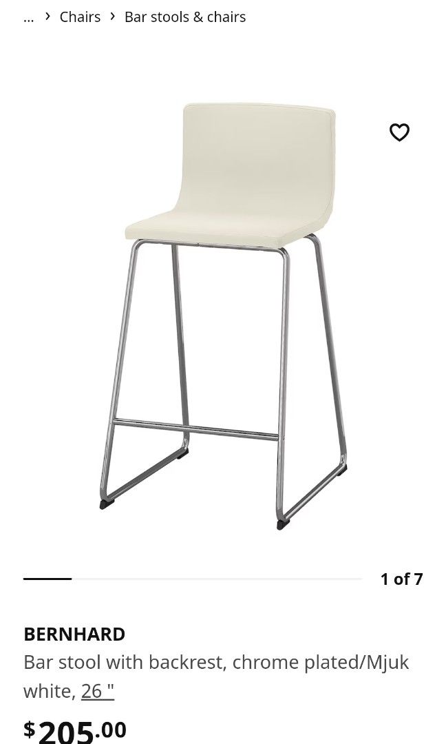 IKEA Bernhard Bar Stool in Leather, Furniture & Home Living, Furniture
