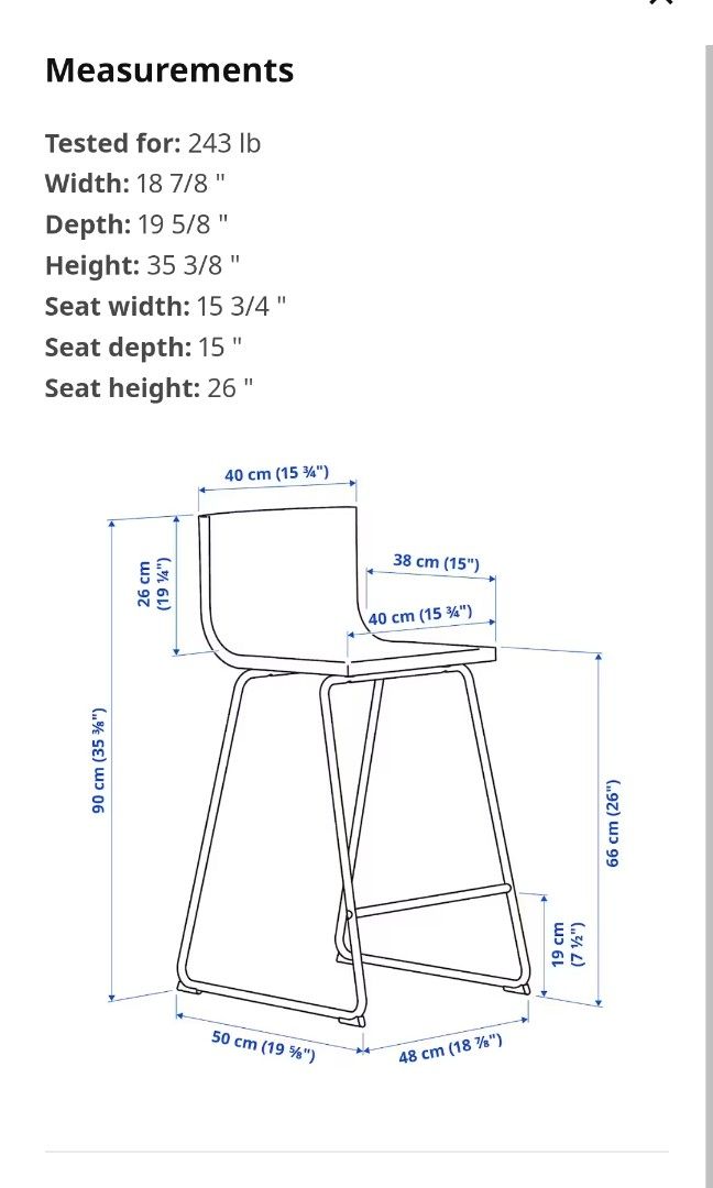 IKEA Bernhard Bar Stool in Leather, Furniture & Home Living, Furniture