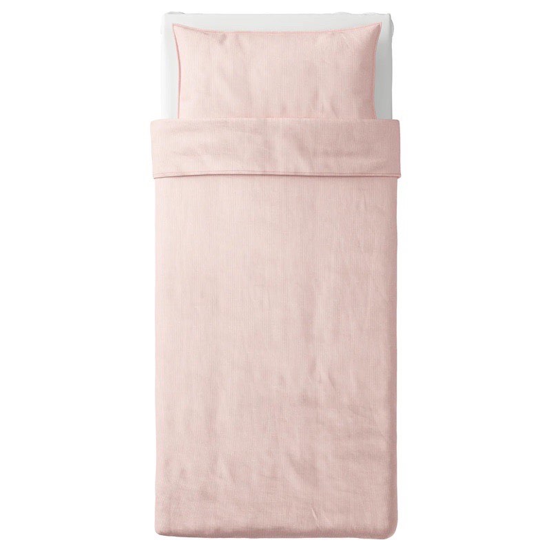 IKEA quilt cover and pillowcase single stripe pink, Furniture & Home