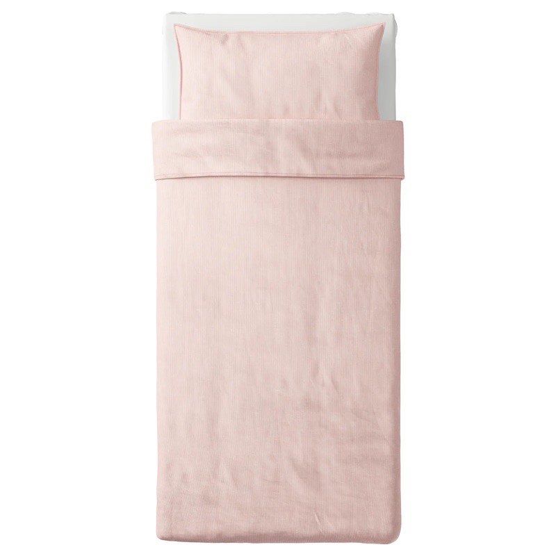 IKEA quilt cover and pillowcase single stripe pink, Furniture & Home