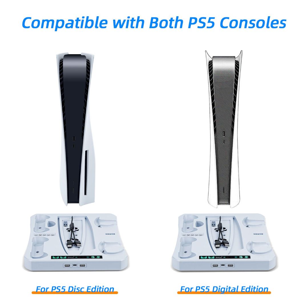 iPlay PS5主機多功能散熱底座連PS VR2/PS5控制器吸磁充電座遊戲碟及VR 