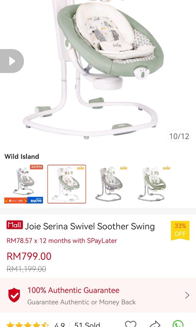 Joie Serina Swivel Swing, Babies & Kids, Infant Playtime on Carousell