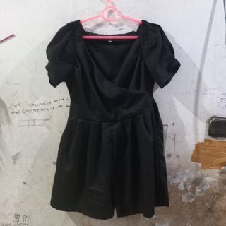 Jumpsuit black hitam puffy