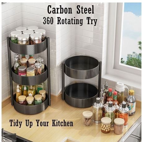 Kitchen 360 Rotating Tray Rack Lazy Susan Turntable For Kitchen Storage ...