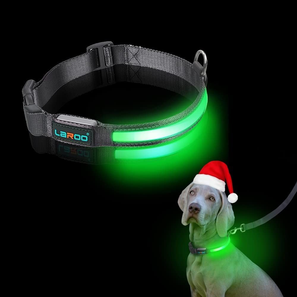 LaRoo LED Dog Collar Nylon Flashing Light Up Dog Collar
