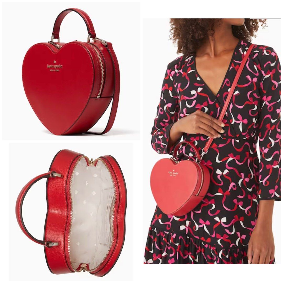 Kate Spade New York Love Shack Heart Purse Crossbody Handbag (Candied  Cherry) 