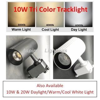 LED Tracklight 10W Tri Tone COB Spotlight Living Bedroom Kitchen Dining Study Spot Lighting