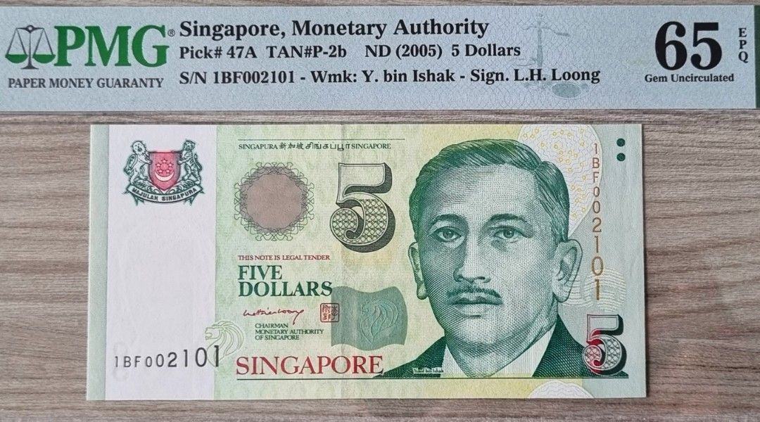 Lee HL signature PMG graded $5 Singapore banknote, Hobbies & Toys ... image.