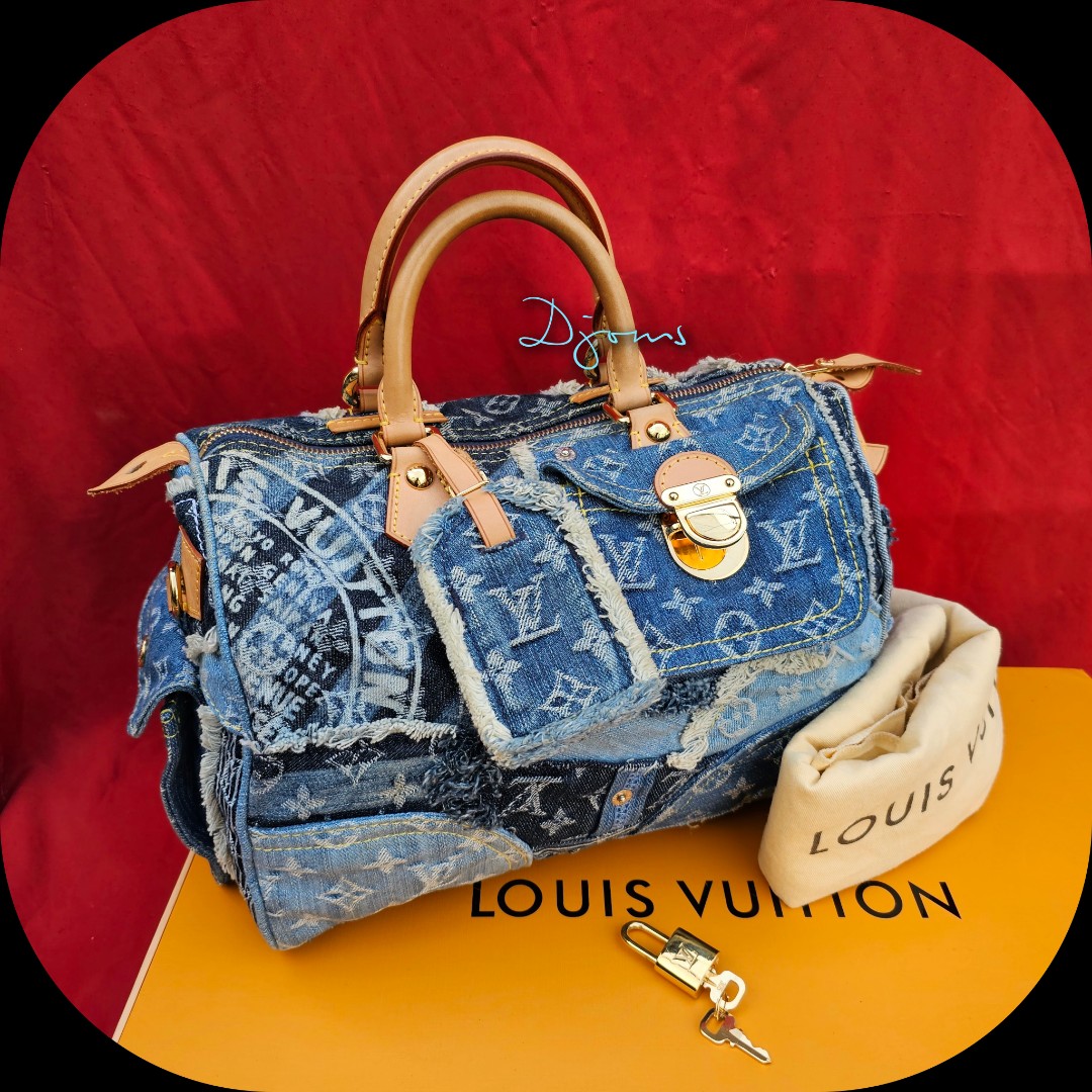 Louis Vuitton Monogram Denim Patchwork Speedy 30 - Blue Handle