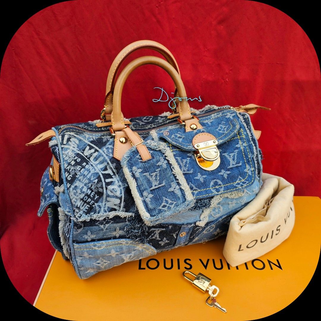 🛑Louis Vuitton Monogram Patchwork Denim Blue Speedy 30 Bag