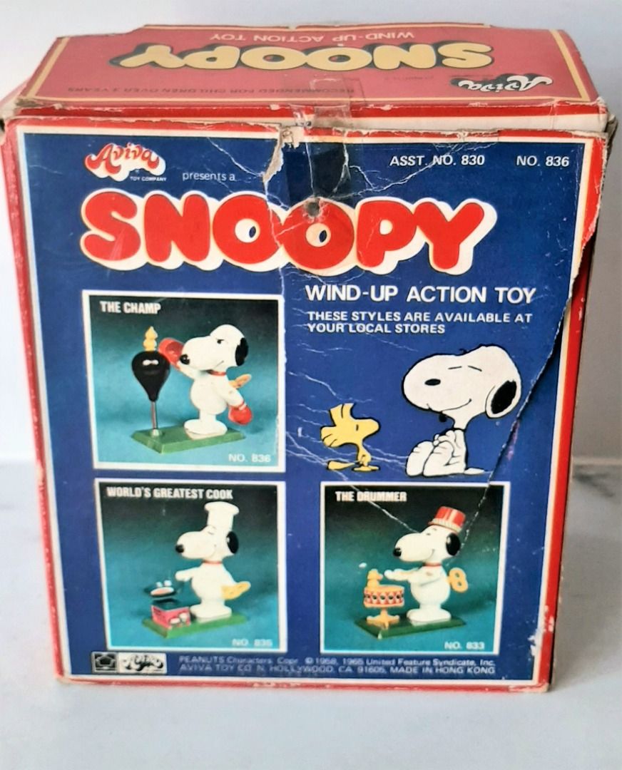 Made in hong Kong 香港製造玩具史露比打拳上鍊公仔Snoopy boxing wind