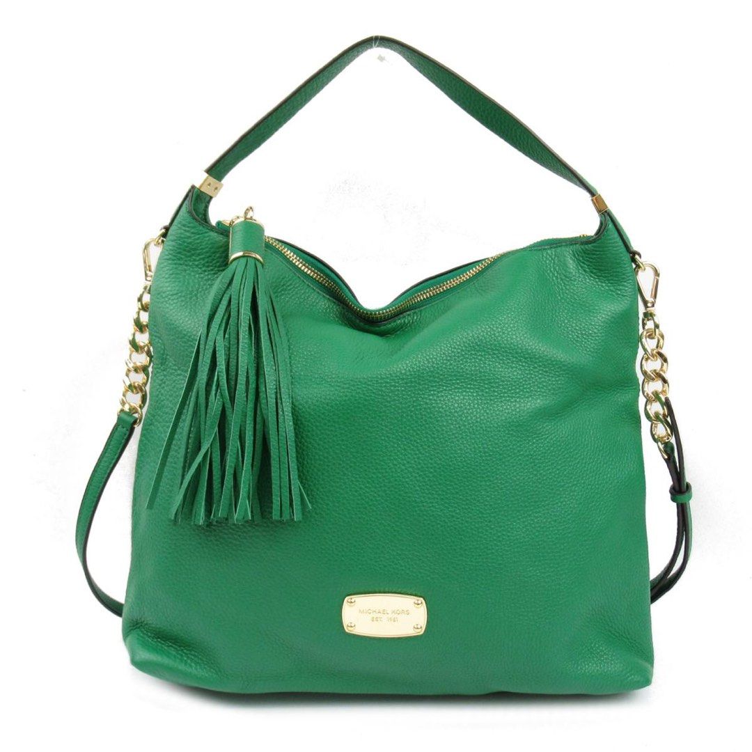 Preloved Michael Kors Green Pebbled Leather Weston Shoulder Bag