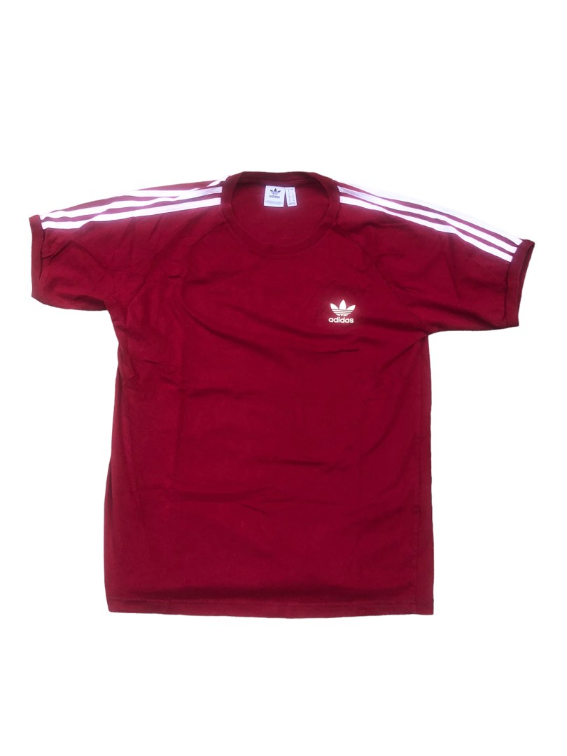 Adidas 3 stripes hotsell t shirt bordeaux