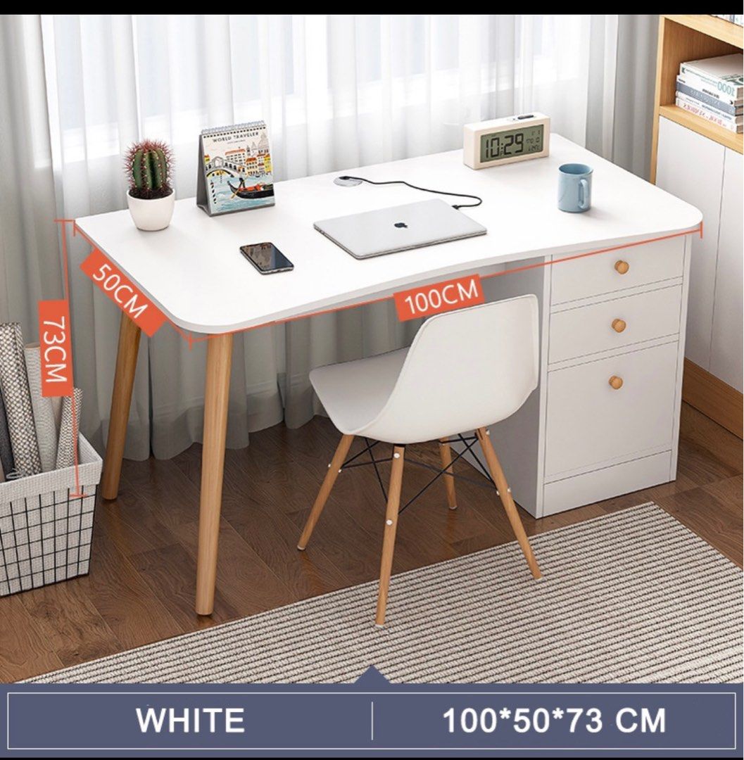Nordic white study table, Furniture & Home Living, Furniture, Tables & Sets on Carousell
