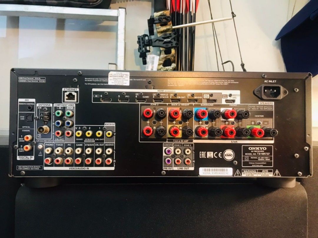 Onkyo TXNR737 with Paradigm atom monitor S7 5.1 Speakers, Audio