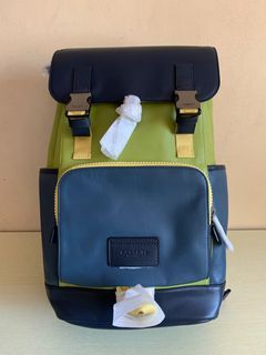 Track In Colorblock Lime Green Multi Leather Backpack