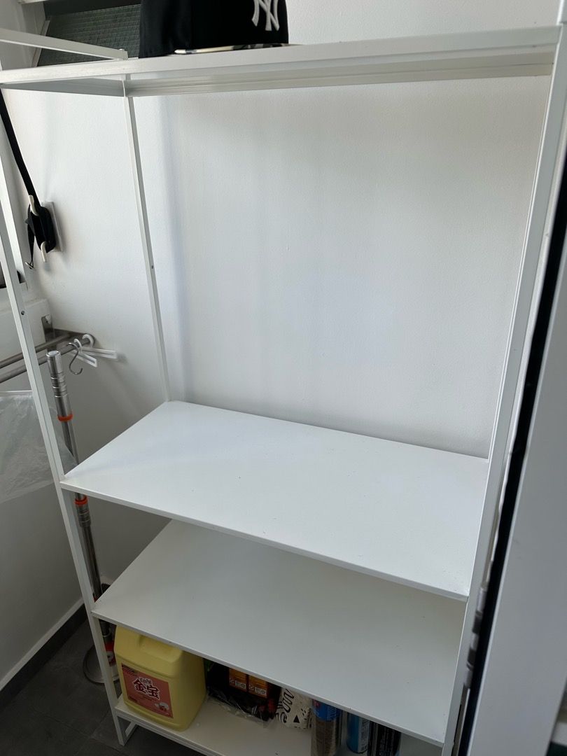 Original IKEA white shelf shelvings steel wood, Furniture & Home Living