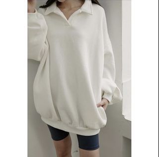 oversize 內刷毛長版大學T / polo領衛衣