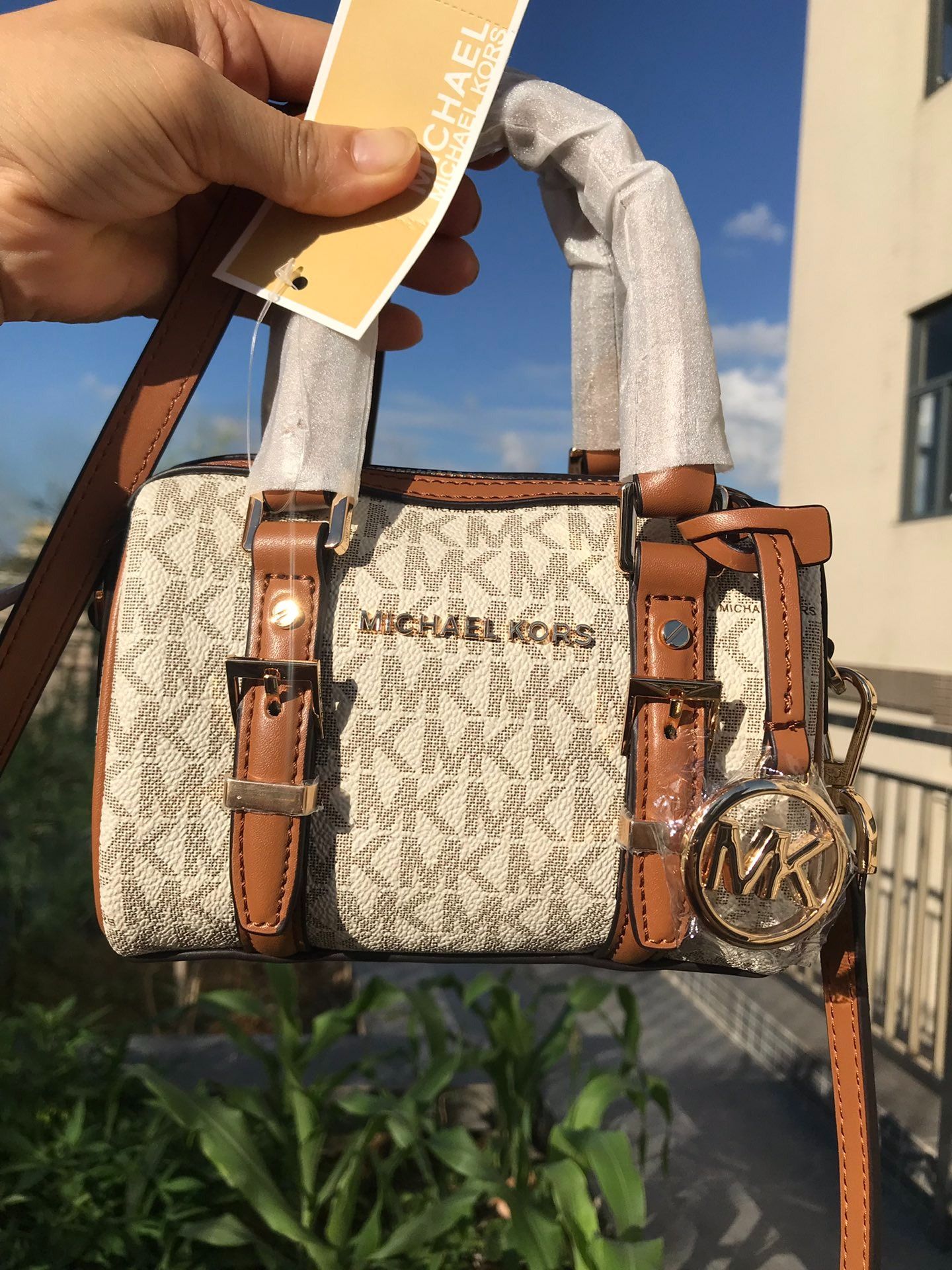 PROMO** Michael Kors MK mini speedy bag **Bedford Monogram Crossbody Bag**,  Luxury, Bags & Wallets on Carousell