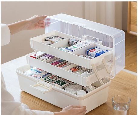 Plastic Medical Storage Containers Medicine Box Organizer Home Emergencies First  Aid Kit Pill Case 3-Tier with Compartme, Furniture & Home Living, Home  Improvement & Organisation, Storage Boxes & Baskets on Carousell