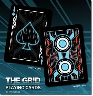 Poker Cards - Bicycle Grid (Black / Aqua Blue) Playing Cards, USPCC 2013, Kickstarter, first of Mythical GRID Series, 4PM Design, limited edition of 5000, unnumbered, futuristic, QR code reveal, magic tricks, Out of Print. Brand new, sealed
