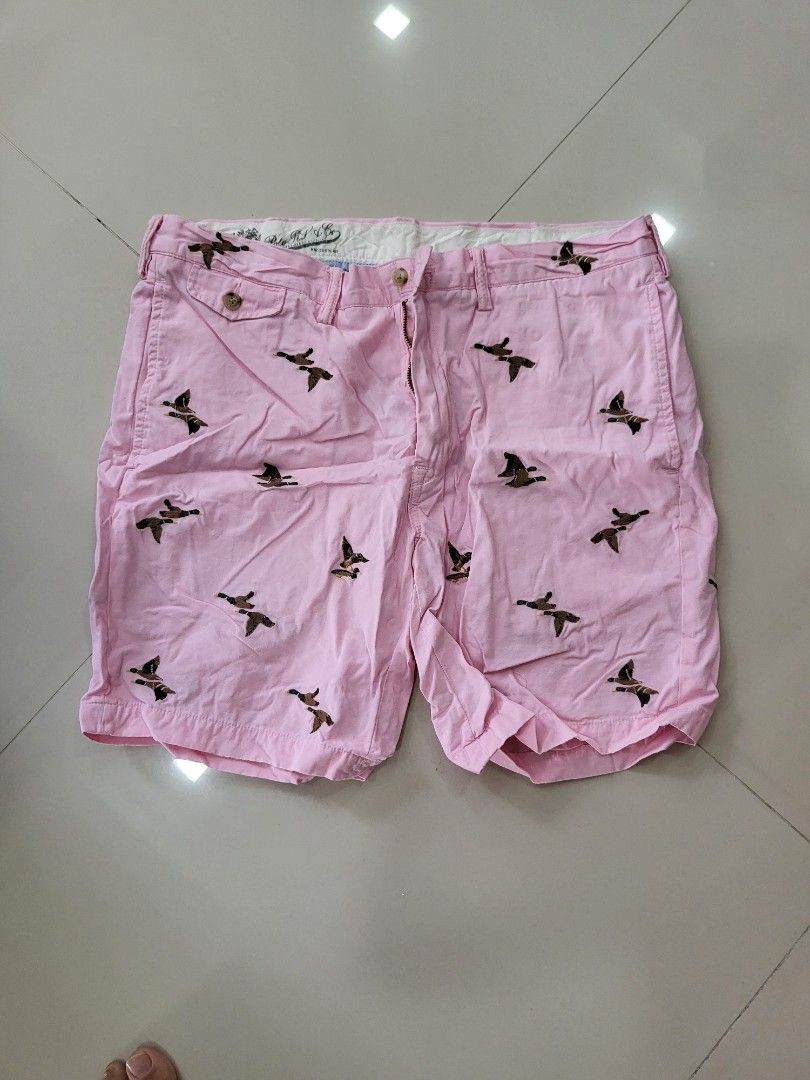 Polo Ralph Lauren Embroidered Pink Hunting Ducks All Over Shorts Bermuda