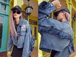Pomelo x Esther Lavender Bunny Ruffled Denim Jacket