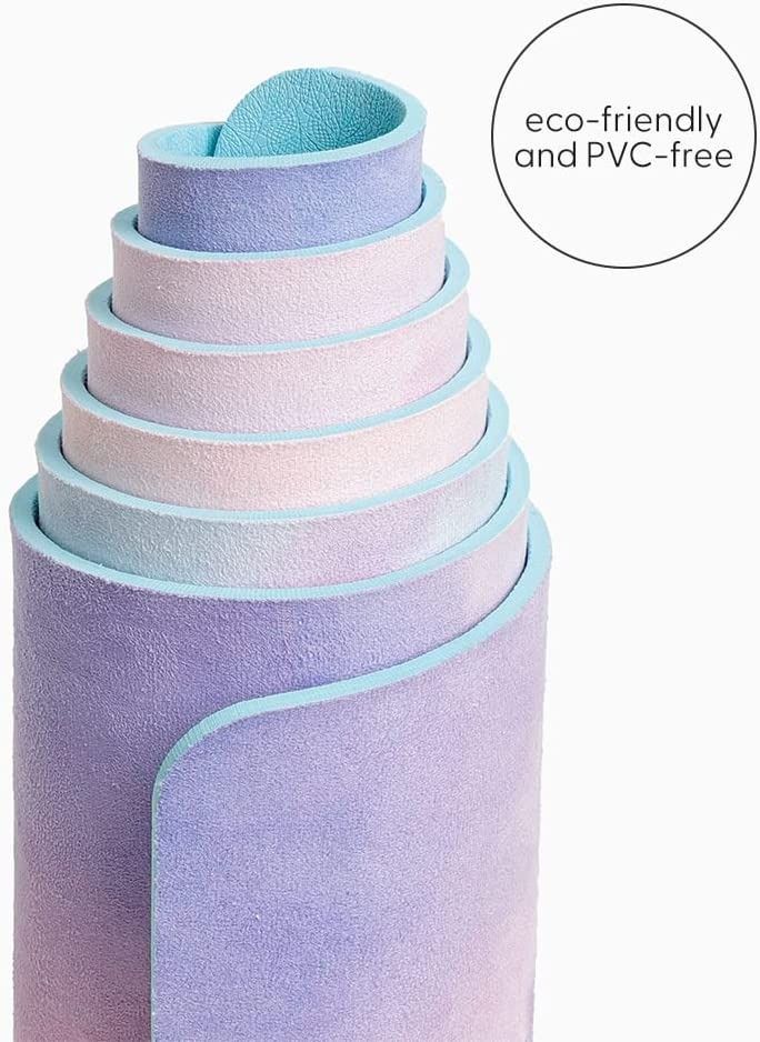 POPFLEX Vegan Suede Yoga Mat With Strap Included Ultra Absorbent