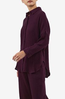 Poplook Kocawa Front Button Shirt in Huckleberry Size S