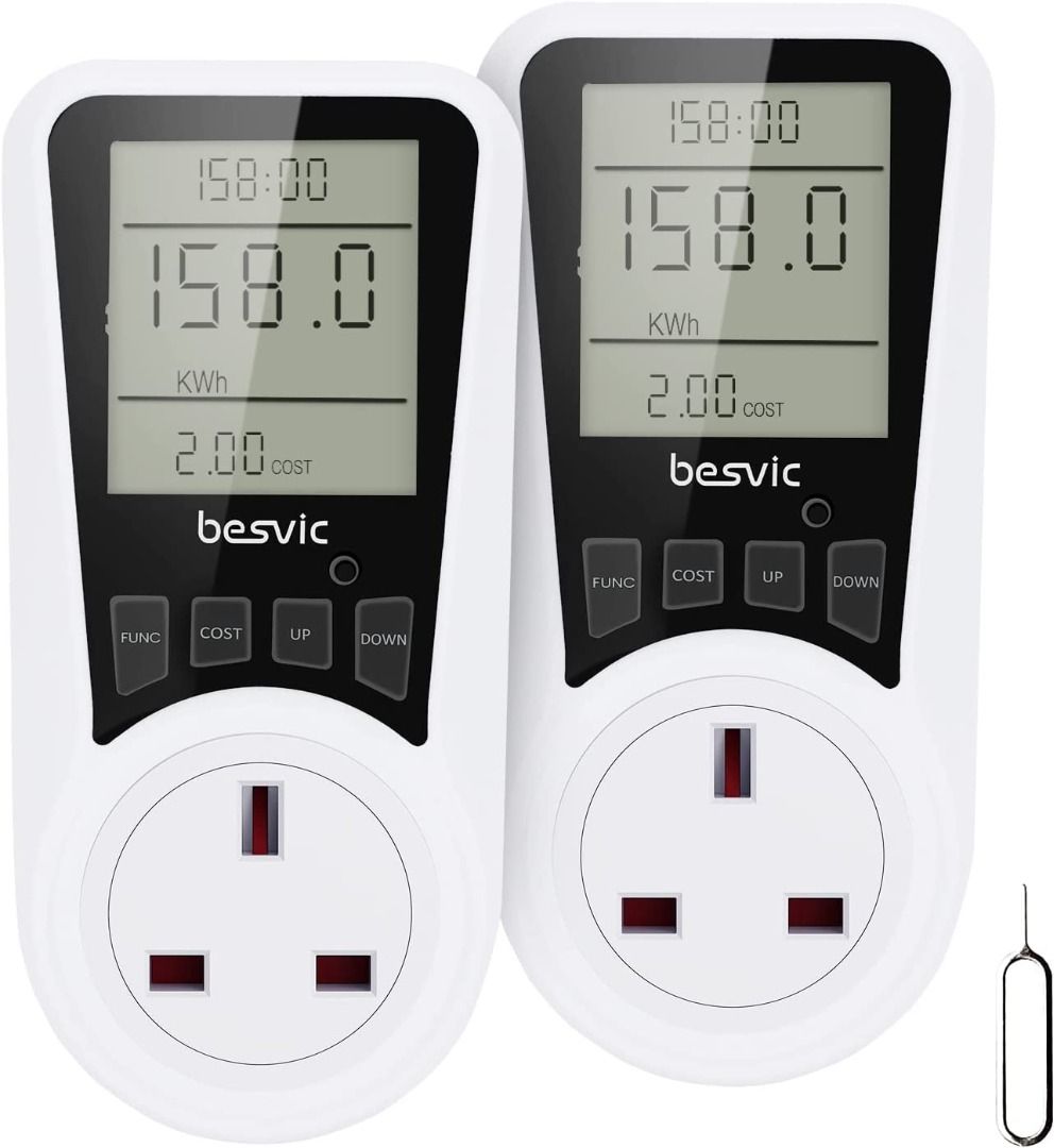 Power Meter Energy Monitor Plug, Besvic 13A Electricity Usage Power
