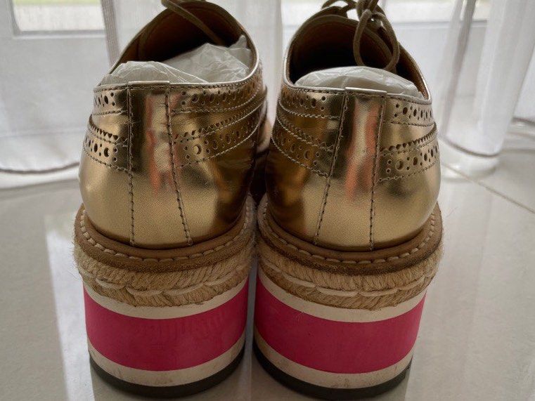 Prada Gold Brogues with platform