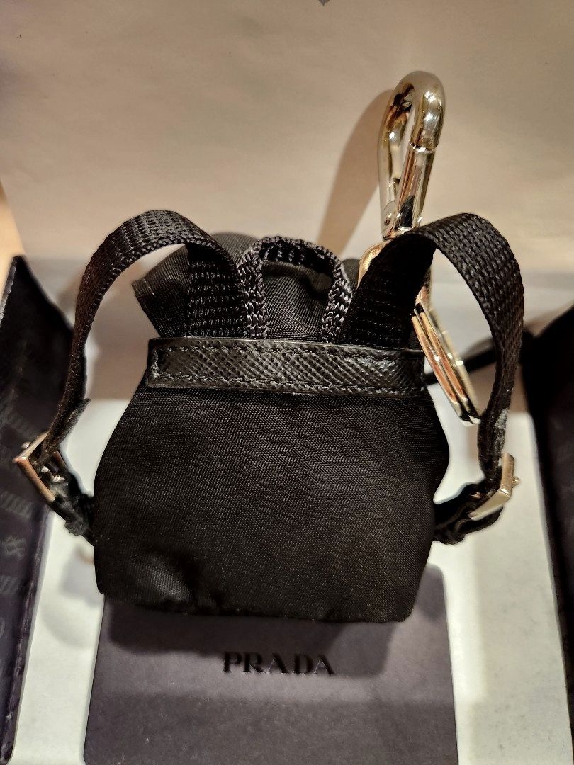 PRADA: Mini nylon container - Black  Prada key chain 1TT130 2CKI online at