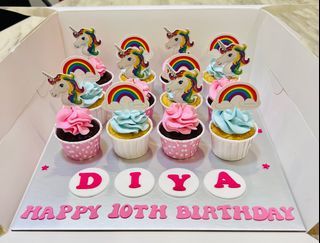 Rainbows and unicorns cupcakes