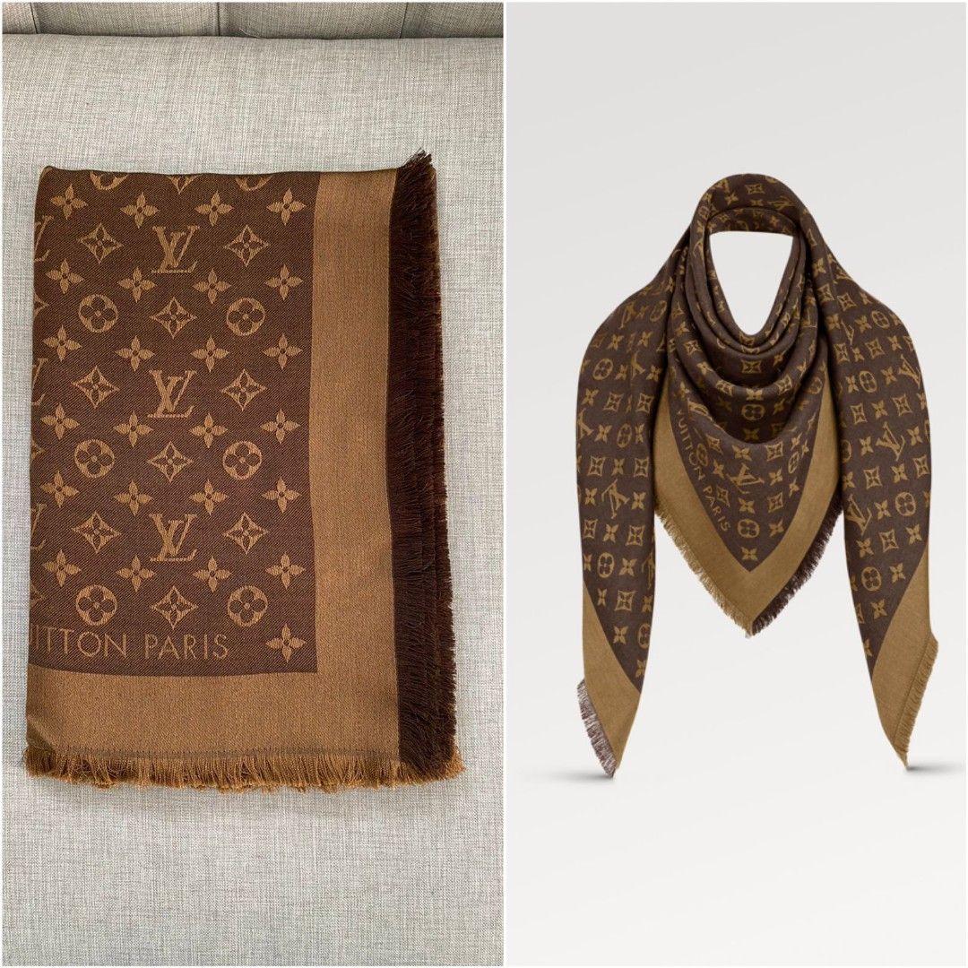 monogram denim shawl brown