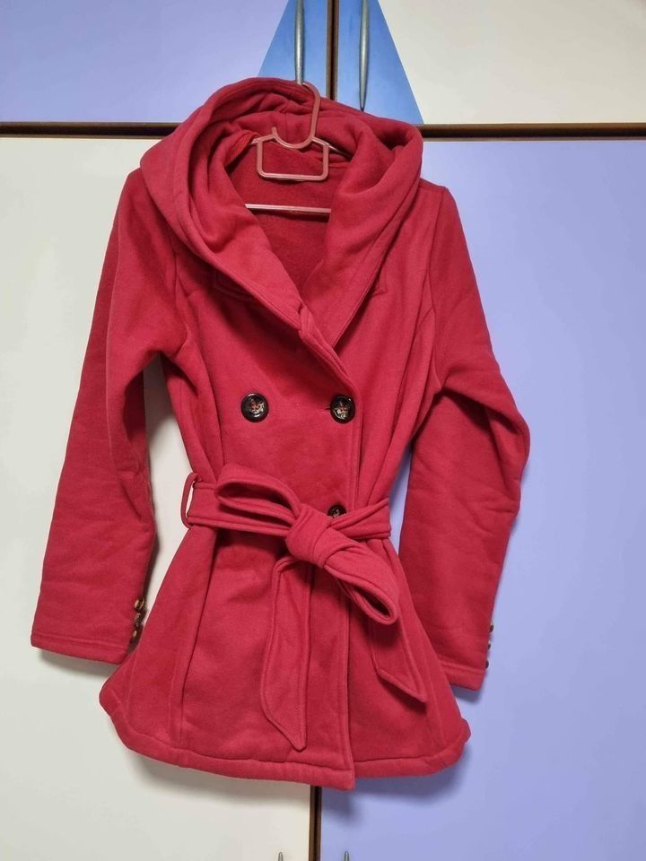 Red winter coat with hood hotsell