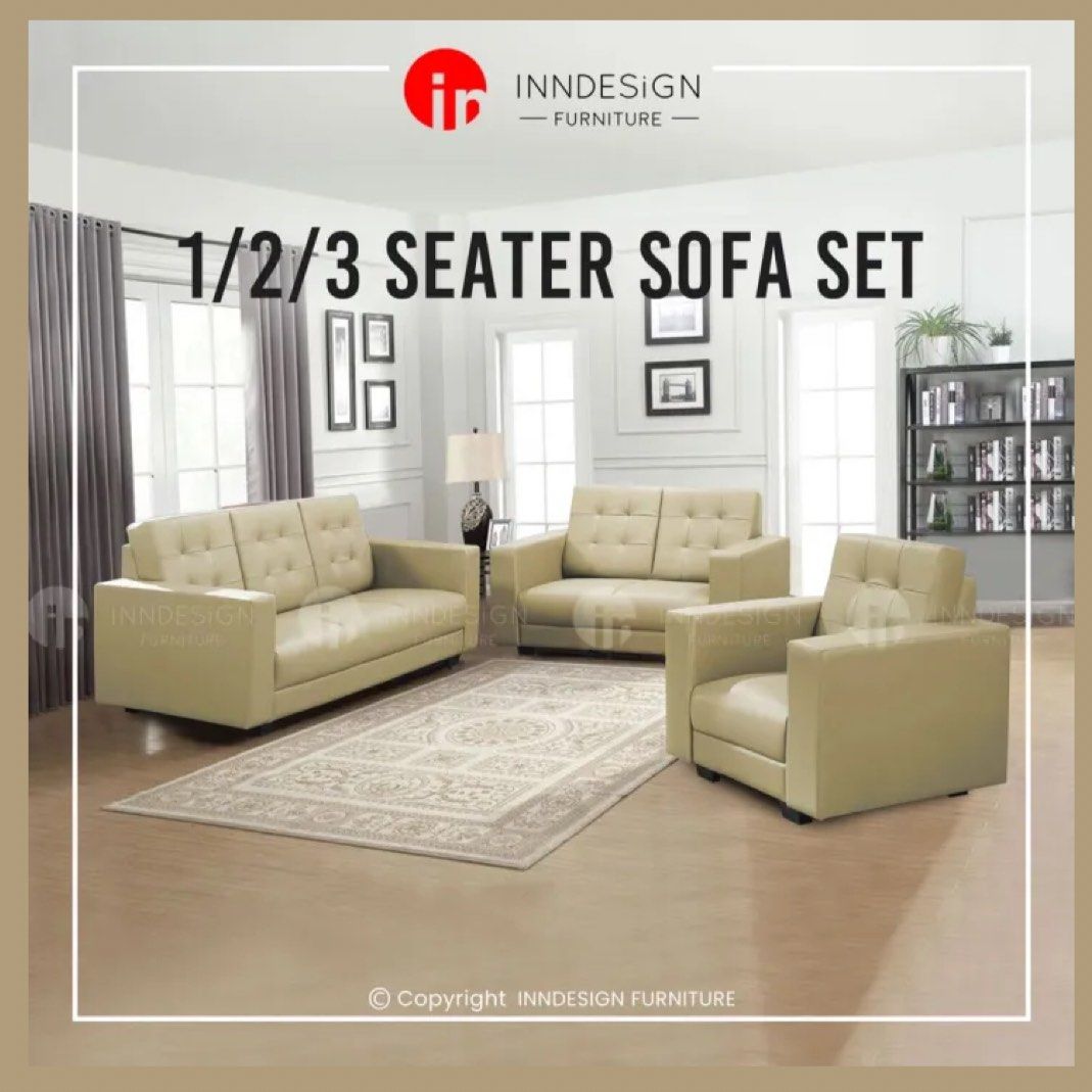 RIMU 1+2+3 Seater PVC Sofa Set (FREE DELIVERY & INSTALLATION
