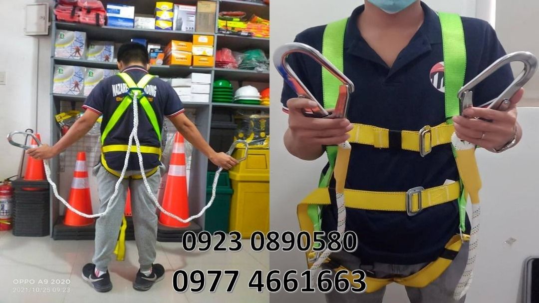 Safety harness with hook (Category: Construction Tools & Equipment) located in Bacoor. Submitted by __CLaude__ (Listing ID 1221124251, Image 1). Description: direct supplier safety harness 2hook single hook Features: Made of high strength material, resistant to abrasion, acid and alkali. With two hanging points: back and front. More convenient for falling suspension operation. Adjustable design better meets different protection and rescure requir