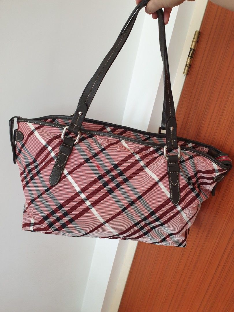 SALE Burberry Pink Checkered Bag, Luxury, Bags & Wallets on Carousell