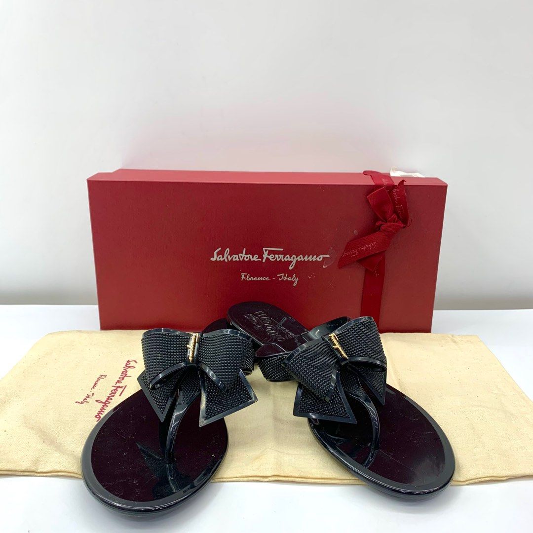 SALVATORE FERRAGAMO BLACK RIBBON JELLY WOMENS SANDAL 237007951